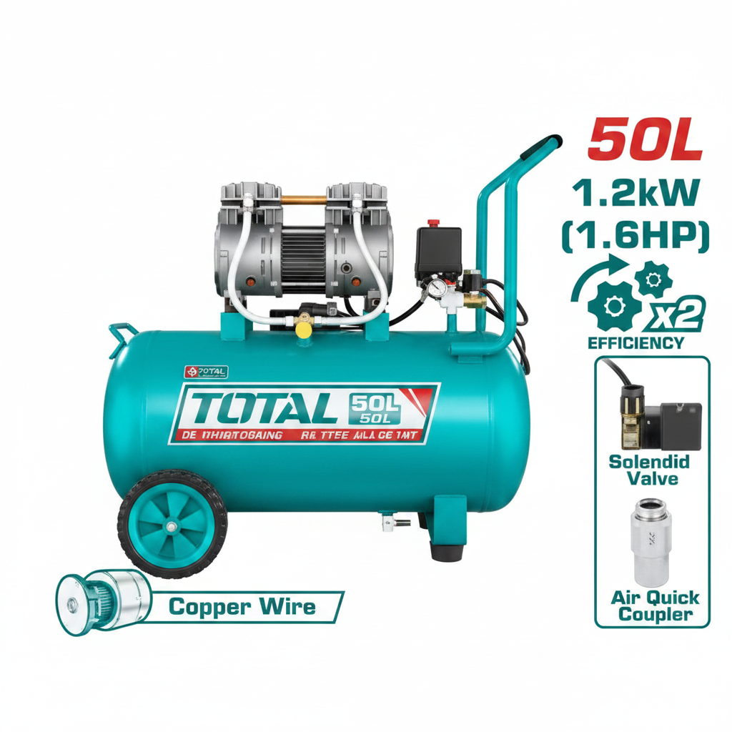 TOTAL 50L Oil-Free Air Compressor TCS1120508 1200W – Buy in Karachi