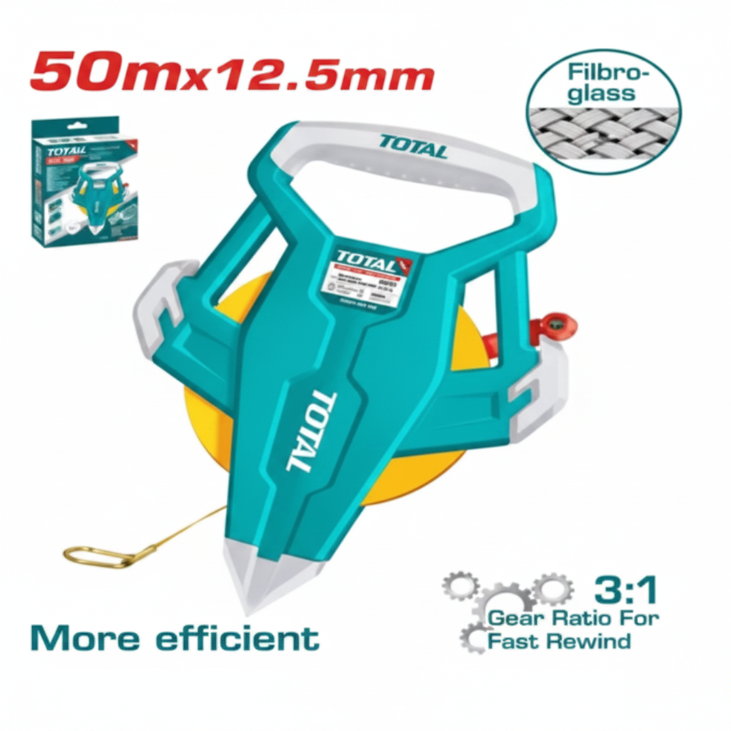 Total Fibreglass Measuring Tape 50m x 12.5mm with 3:1 Gear Ratio – Buy Online in Karachi | Offers Wala