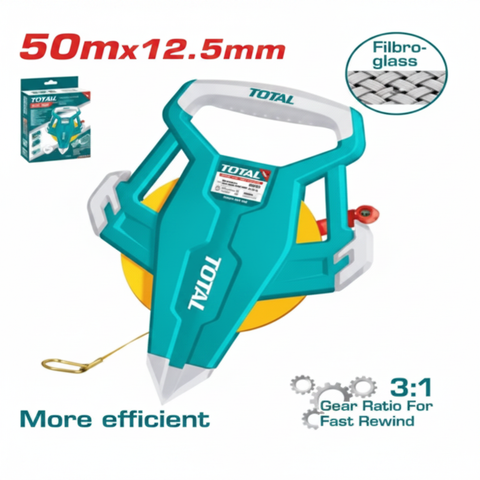 Total Fibreglass Measuring Tape 50m x 12.5mm with 3:1 Gear Ratio – Buy Online in Karachi | Offers Wala