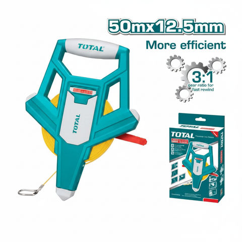 TOTAL 50m x 12.5mm Open Reel Fibreglass Measuring Tape – Construction Tool Available in Karachi
