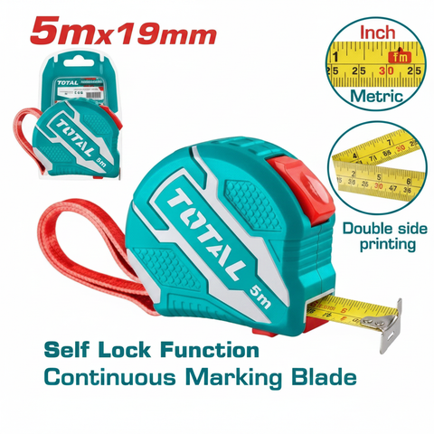 TOTAL Steel Measuring Tape 5m x 19mm with Self-Lock – Buy in Karachi | Offers Wala