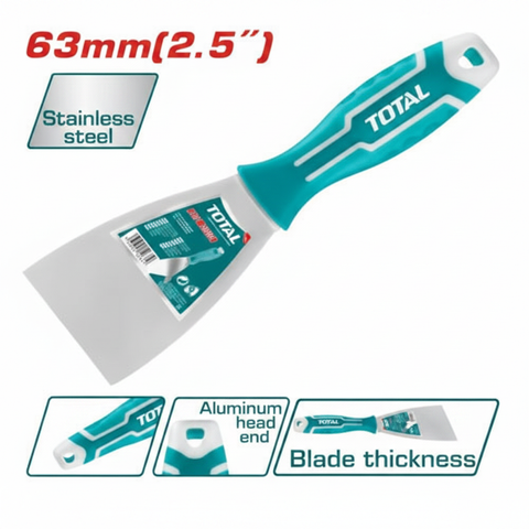 TOTAL 63mm Putty Knife THT683606 – Stainless Steel Putty Trowel for Wall Finishing | Buy in Karachi