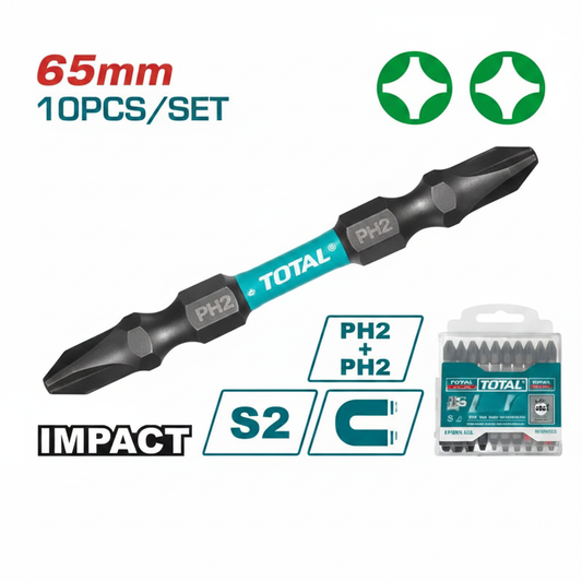 TOTAL PH2 65mm Impact Screwdriver Bits Set 10pcs S2 Steel – Buy in Karachi Pakistan