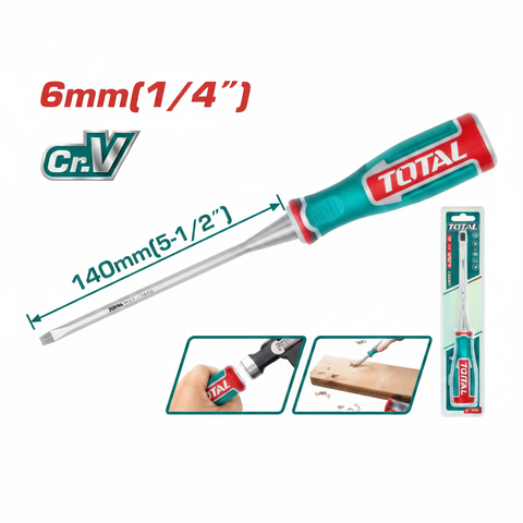 TOTAL 6mm CrV Screwdriver - Heavy Duty Flathead Screwdriver | Buy in Karachi Pakistan