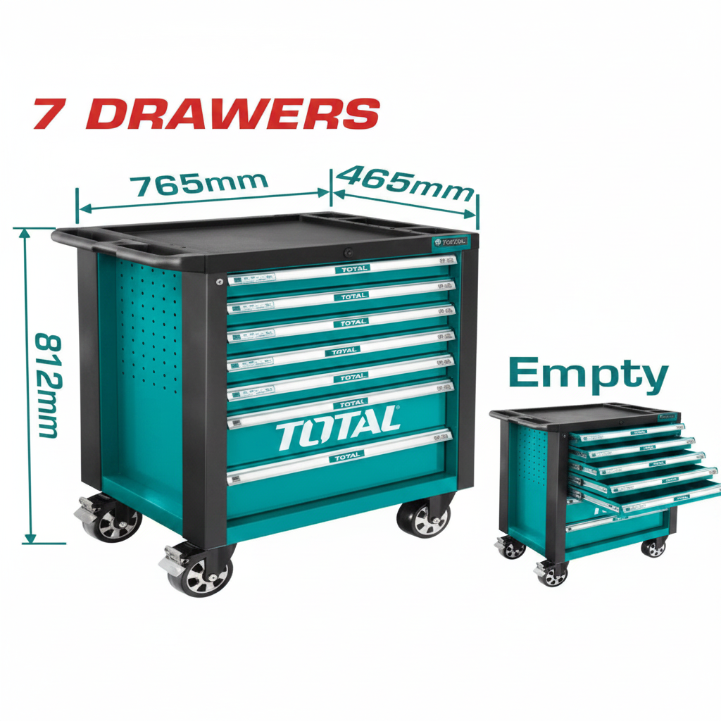 THRC01071 7-Drawer Heavy-Duty Roller Cabinet with Central Locking – Tool Storage in Karachi | Offers Wala