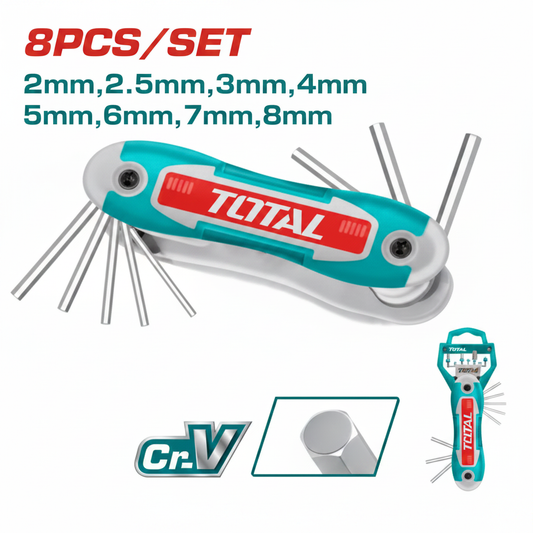 TOTAL 8-Piece Hex Key Set 2-8mm Cr-V Steel Chrome Plated THT1061826 - Buy in Karachi