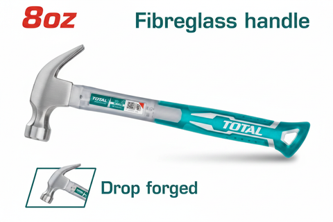 TOTAL 8oz Claw Hammer THTS7308 Drop-Forged Carbon Steel Fibreglass Handle – Buy in Karachi
