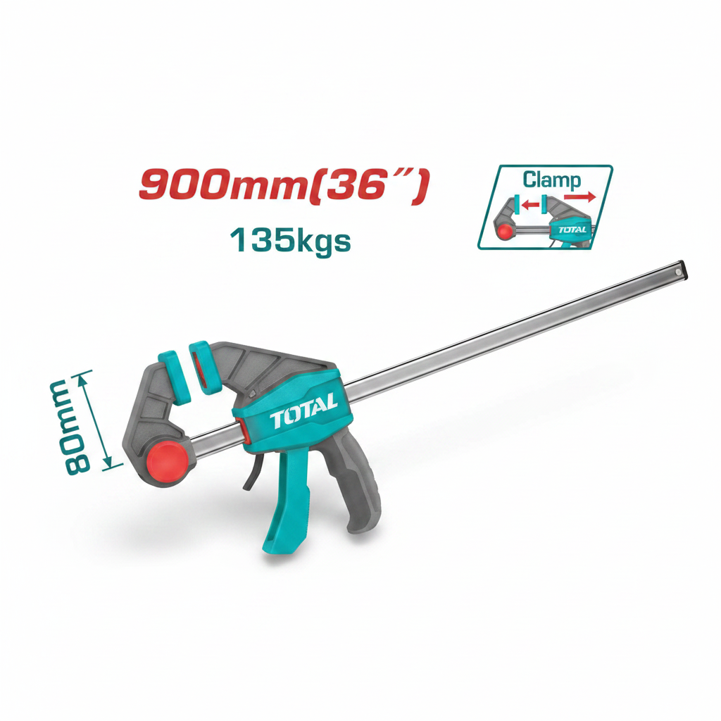 Total Quick Bar Clamp THT1346803 Heavy Duty 80x900mm 135KGS Woodworking Clamp Karachi