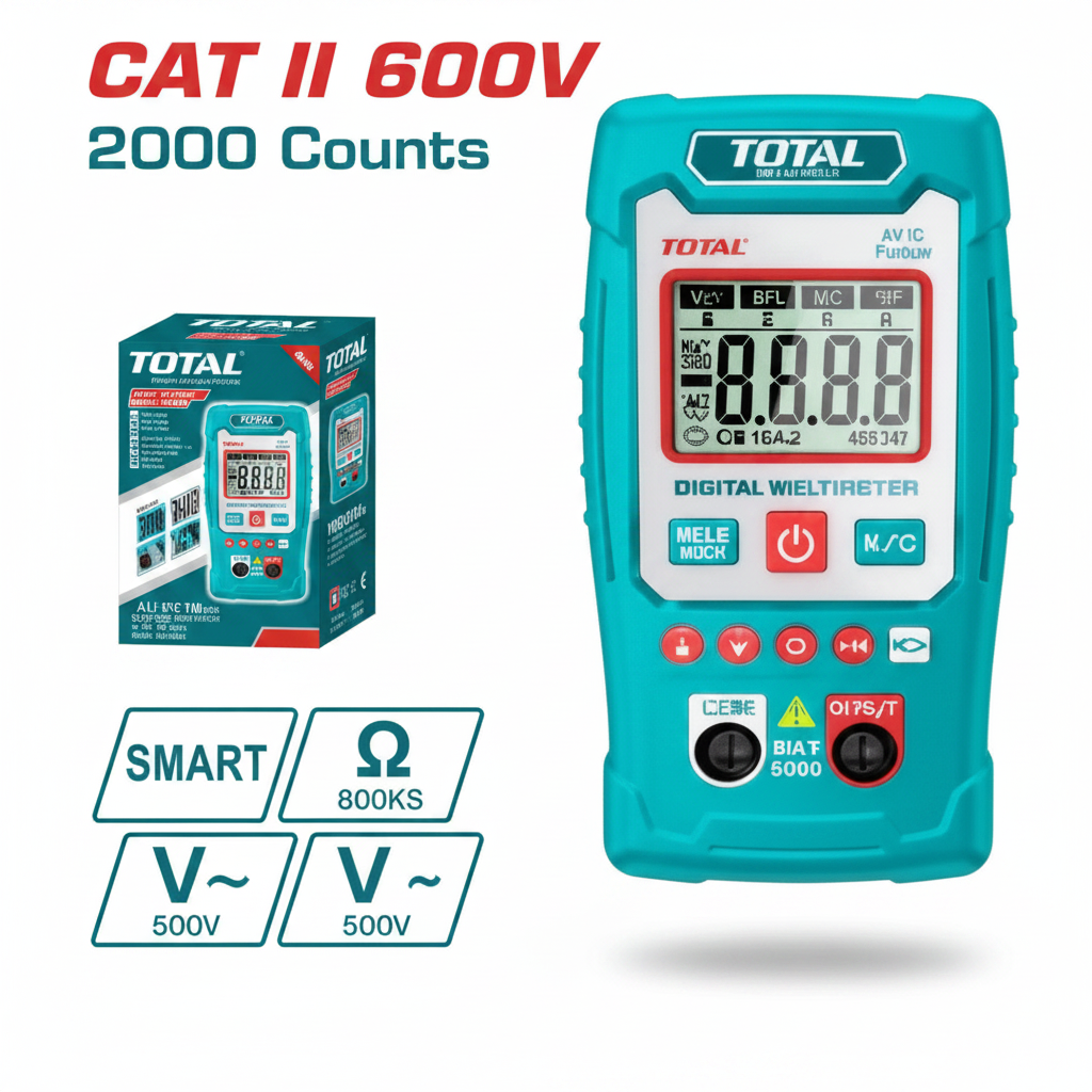 TOTAL Digital Multimeter TMT460011 CAT II 600V 2000 Counts True RMS Auto Range – Buy in Karachi | Offers Wala