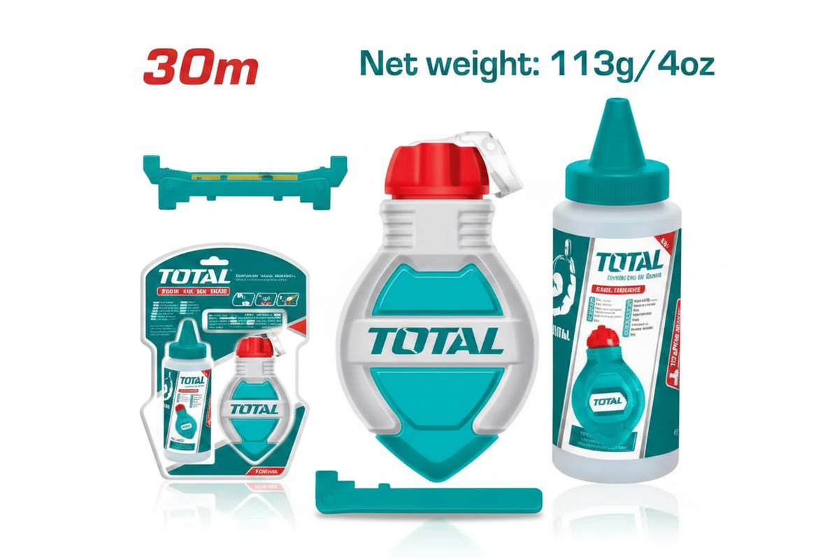 TOTAL Chalk Line Reel THT661301 30m with Chalk and Spirit Bubble Level – Buy in Karachi | Offers Wala