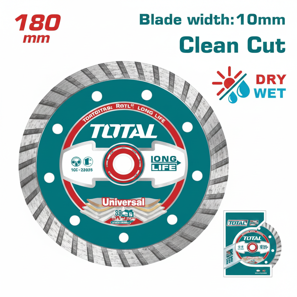 TOTAL Turbo Diamond Cutting Disc 7 inch 180mm TAC2131803 – Angle Grinder Blade for Concrete & Tile | Buy in Karachi