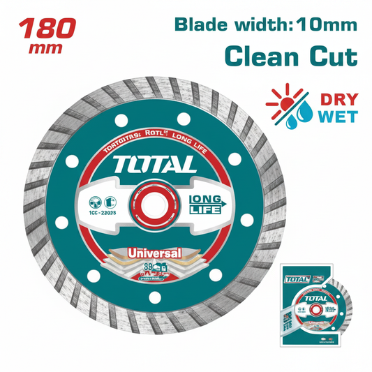 TOTAL Turbo Diamond Cutting Disc 7 inch 180mm TAC2131803 – Angle Grinder Blade for Concrete & Tile | Buy in Karachi
