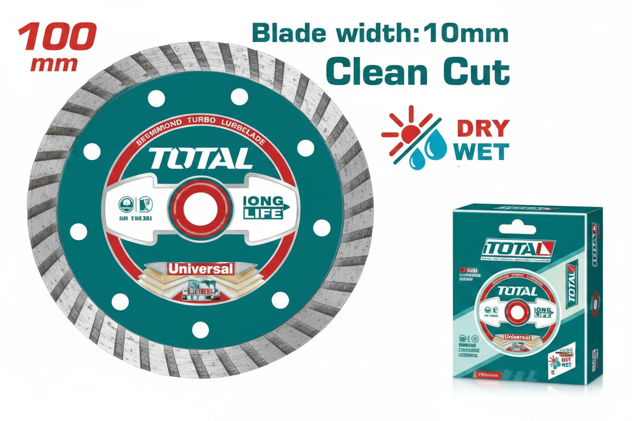 TOTAL Diamond Turbo Cutting Disc TAC2131003 100mm 4 inch Blade with Box – Buy in Karachi