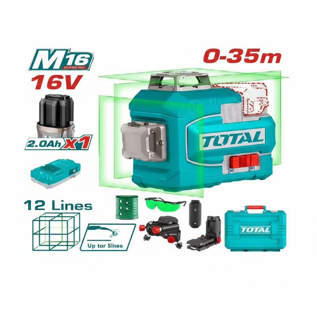 TOTAL M16 Green Laser Level 16V 3x360° Self-Leveling Tool – Buy in Karachi | Offers Wala