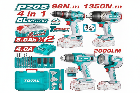 TOTAL P20S 4-in-1 Combo Kit – Brushless Cordless Impact Drill 20V | Buy Online in Karachi | Offers Wala