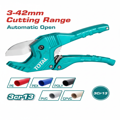 PVC Pipe Cutter THT534216 – Ratchet Action, 3–42mm, Aluminum Body | Buy in Karachi