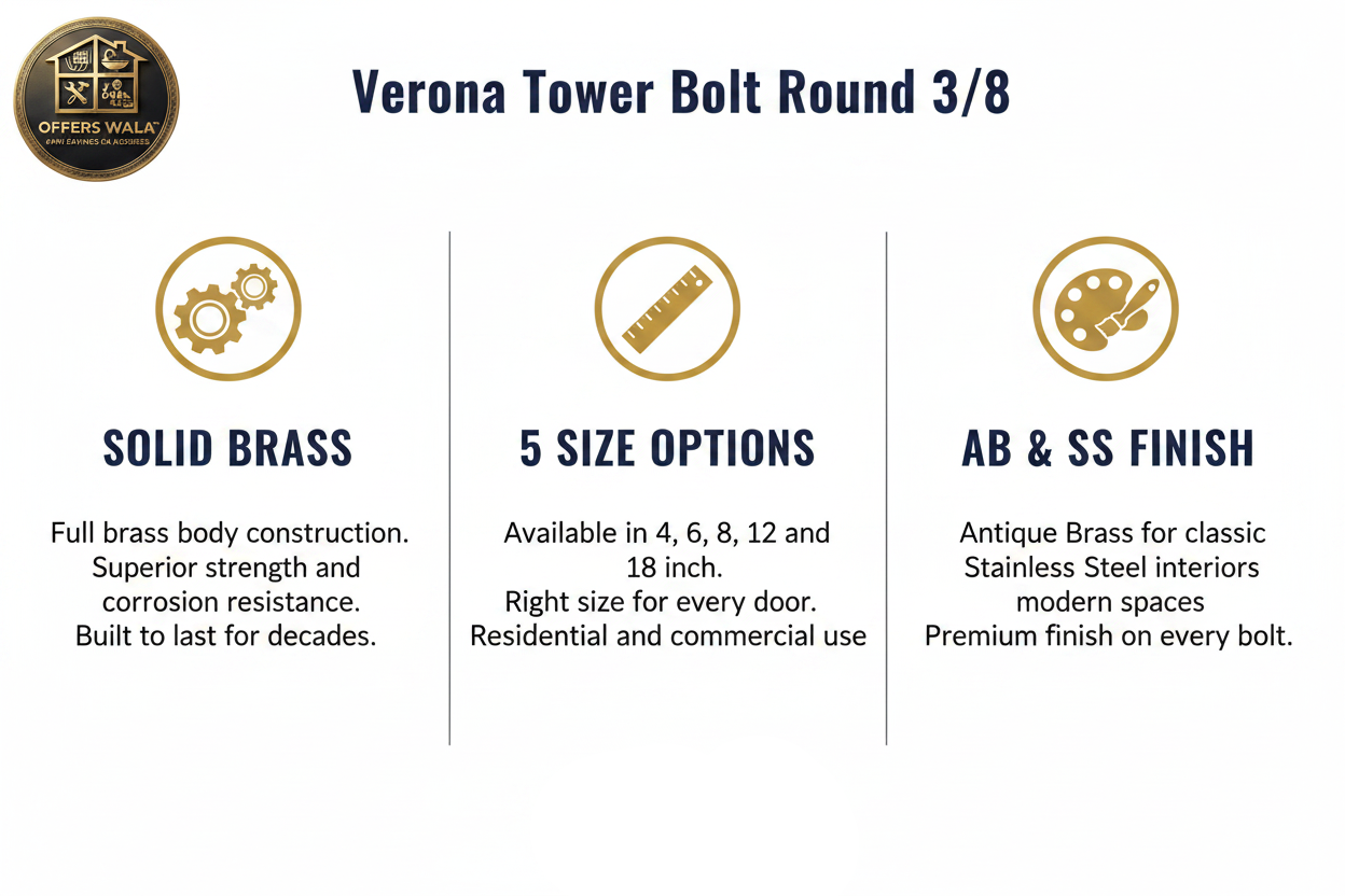 Verona Tower Bolt Round 3/8 – Features Panel