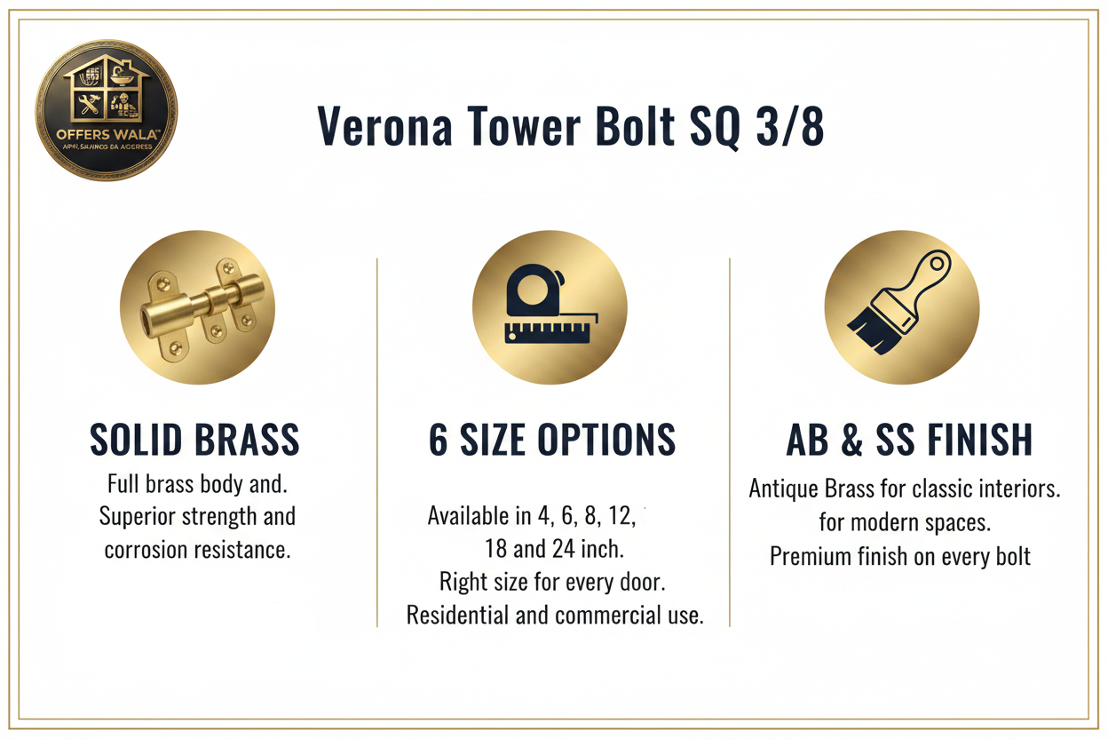 Verona Tower Bolt SQ 3/8 – Features Panel