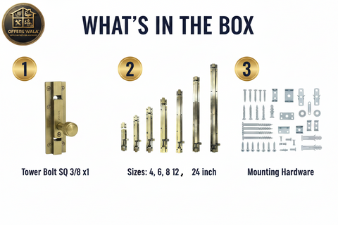 Verona Tower Bolt SQ 3/8 – What's in the Box