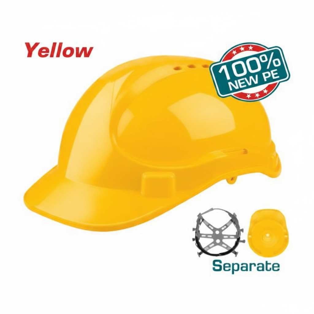 Yellow Safety Hard Hat 100% New PE Construction Helmet for Workers in Karachi – Lightweight Head Protection PPE