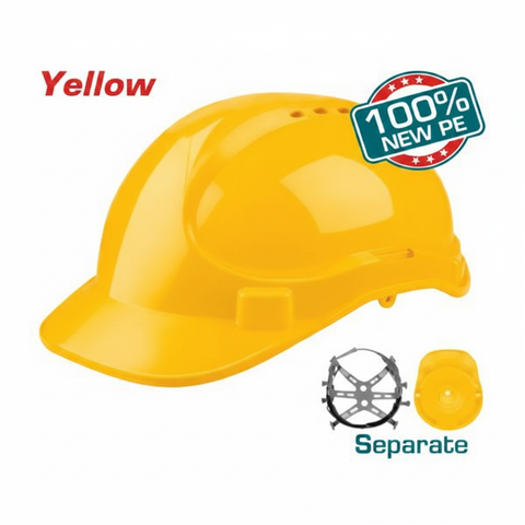 Yellow Safety Hard Hat 100% New PE Construction Helmet for Workers in Karachi – Lightweight Head Protection PPE